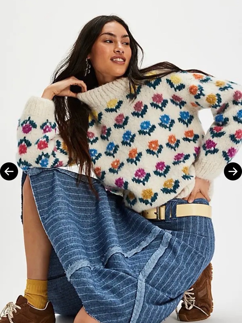 NWT Free People x Frantic Andrea Venturini Magnolia Floral Alpaca Sweater